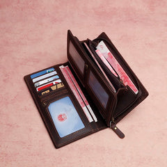 Cyflymder  New Men's Leather Wallet Clutch Bag Large-capacity Card Case Coin Purse First Layer Cowhide Long Wallet Dinner Party Phone Bag