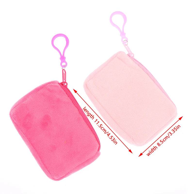 Cyflymder Solid Plush Coin Purse Women's Cute Wallet ID Card Bag Keychain Minimalist Coin Bag Kawaii Wallets for Women