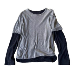 Cyflymder  Nicje Gothic Constrast Color Fake Two Piece Y2k Autumn High Street Lazy Patchwork Long Sleeve Loose Women T Shirt Casual Tops