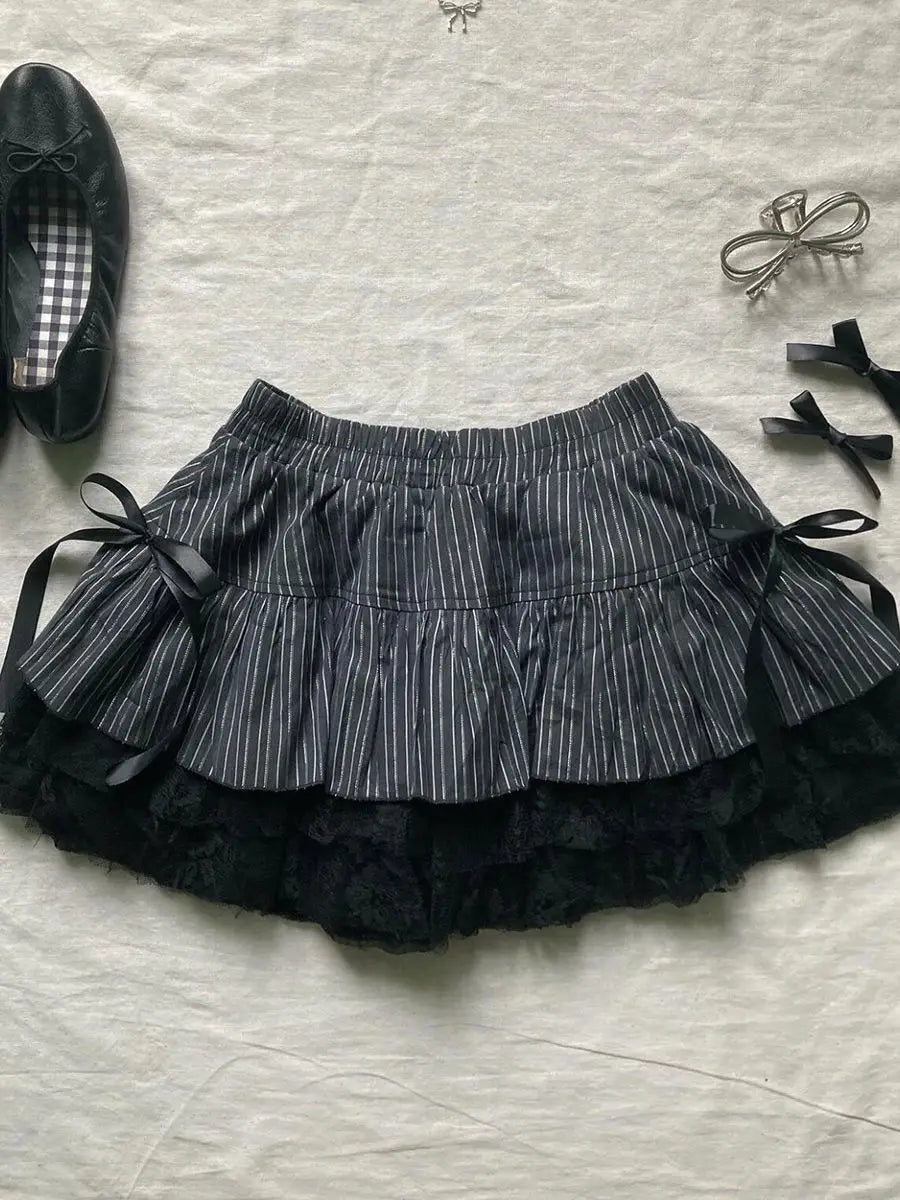 Cyflymder DRESS TO IMPRESS Y2k Skirts Summer Sexy Sweet Girl Clothes Bow Punk 2000s Kawaii Casual Cute Skirt Bottom Korea Gothic High waist Women Skirts