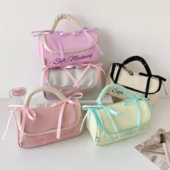 Cyflymder  Korean Fashion Casual Large Capacity Pencil Case PU Portable INS Solid Color Washing Make Up Statonery Bag Student Supplies