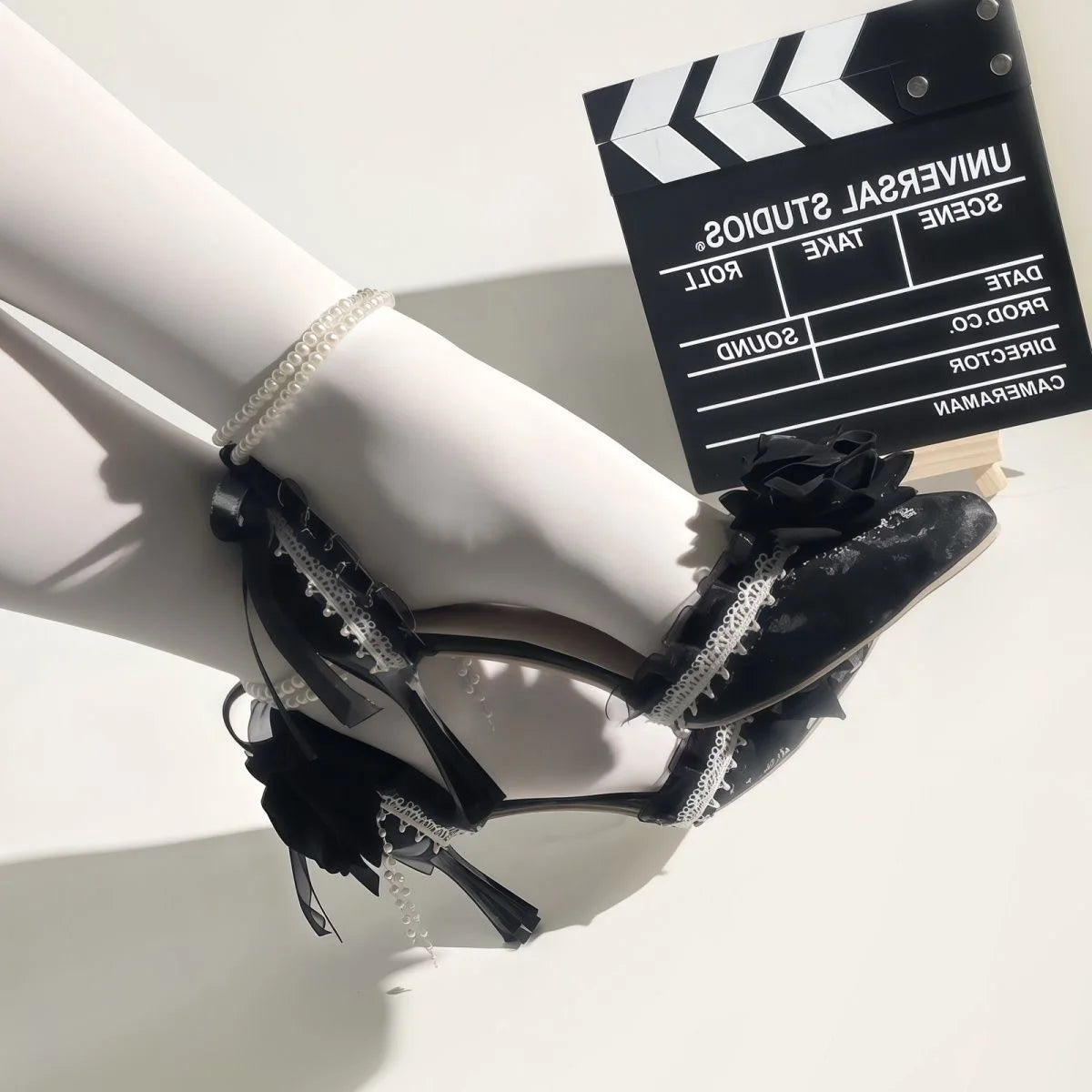 Cyflymder  high heel shoes for women black rose Lolita y2k accessories elegant party heels bridal wedding shoes french style Mary Jane