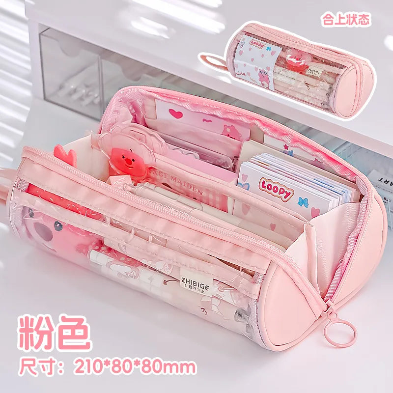 Cyflymder  1 Piece Creative Style Simplicity Pencil Case Cute Candy Color Series Pencil Pouch High Capacity Transparent Stationery Bag