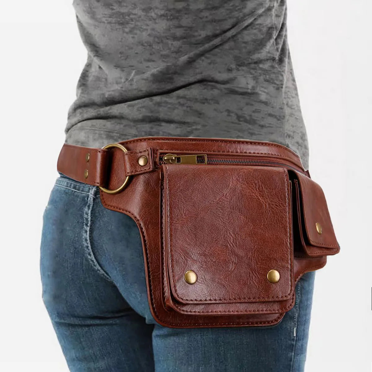 Cyflymder  Chest Bag Adjustable Strap Multiple Card Slots Magnetic Closure Waist Bag for Mens Small Belt Fanny Pack Motor Riding Bag