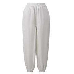 Cyflymder  Women's Wide Leg Pants Casual Baggy Balloon Pants Solid Color Elastic Waist Loose Lantern Trousers with Pockets