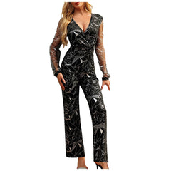 Cyflymder  Elegant Romper For Women Fashion Slim Fit Silver Sequins Bodysuit Evening Party Long Jumpsuits Women's New Busniess Jumpsuit