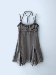 Cyflymder  Lace Patchwork Neck Hanging Versatile Slimming Camisole Dresses