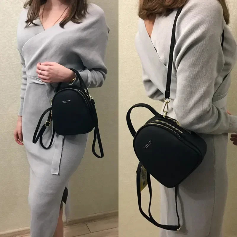 Cyflymder  Women's 3-Layer Soft Leather Backpack - Convertible Crossbody/Shoulder Bag, Compact Yet Spacious Stylish Design