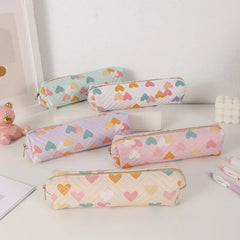 Cyflymder  1 Piece Small Cute Design Pencil Pouch for Student Sweet Heart Pencil Case Small Portable Pen Eraser Storage Bag School Supplies