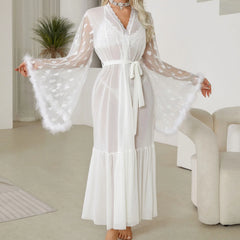 Cyflymder  Mesh Nightgown Underwear, Cardigan, Pajamas, Women's Bathrobe, Home Outer Robe