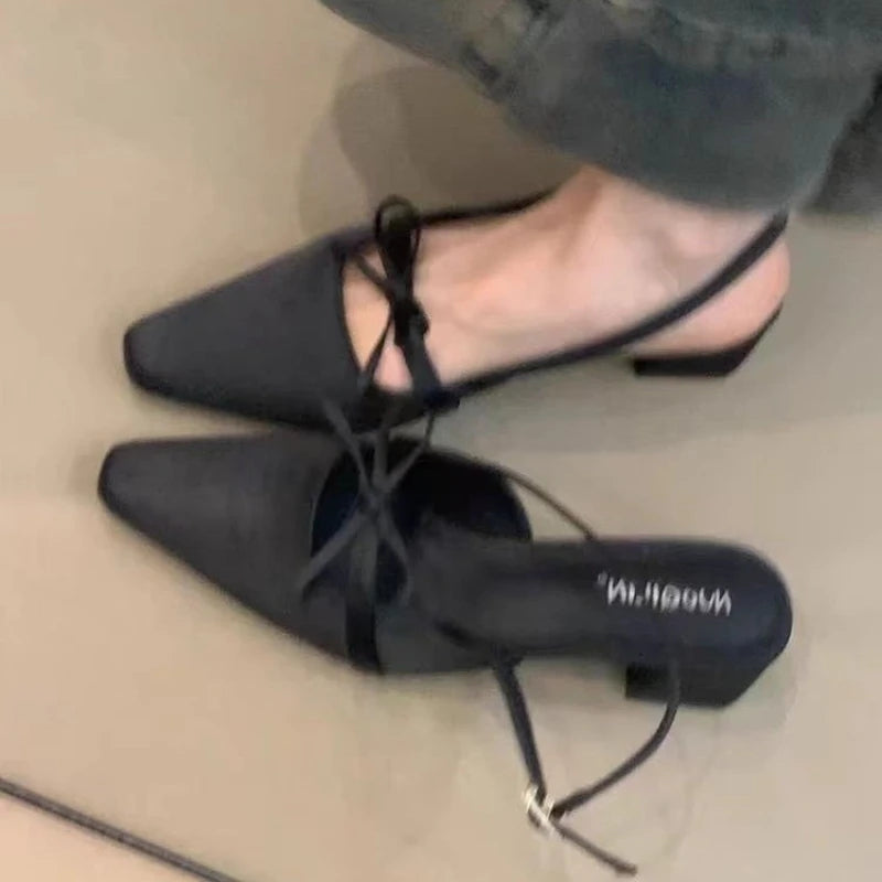 Cyflymder  Bow Strap Women's Slippers Summer New Fashion Shoes for Design Open Toe Thick Heel Outdoor Slippers Ladies Zapatillas Mujer