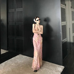 Cyflymder  Sexy Printed Camis Dress Women Korean Fashion Slim Floral Spaghetti Strap Dress Summer Retro Harajuku Sleeveless Party Vestidos