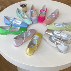 Cyflymder  Shoes Women's Heels Riband Casual Female Sneakers Modis Square Toe Oxfords Flats On Heels Low Comfortable 2025 Grandma Retro Lea