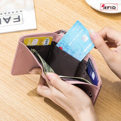 Cyflymder Genuine Leather RFID Short Wallets Card Holder Bag Portable Cowhide Small Zipper Money Coin Purse For Men Women Earphone Pouch