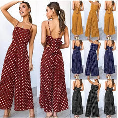 Cyflymder  Polka Dot Women's One-Piece Wide Leg Pants High Waist Street Sle Polyester Fiber Spring Collection