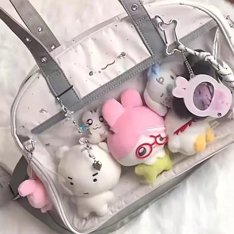 Cyflymder  Harajuku White Ita Bag Women Japanese Style Transparent Tote Bag Large Capacity Jk Handbag Female Sweet Cute Shoulder Bags 2025