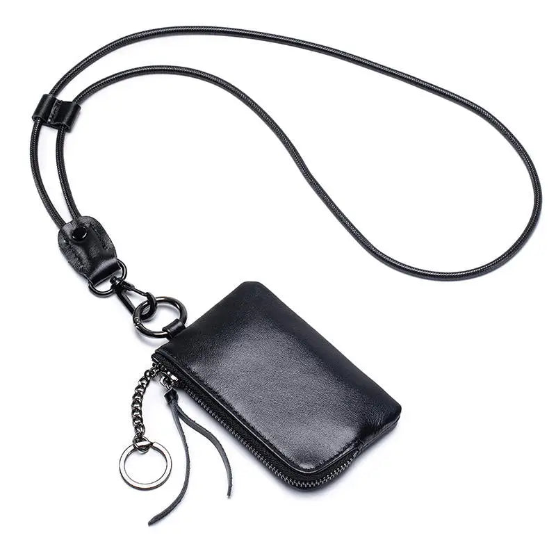 Cyflymder  Leather Coin Purse Mini Ultra-thin Small Zipper Cute Wallet Soft Cowhide Driver's License Key Bag Card Holder