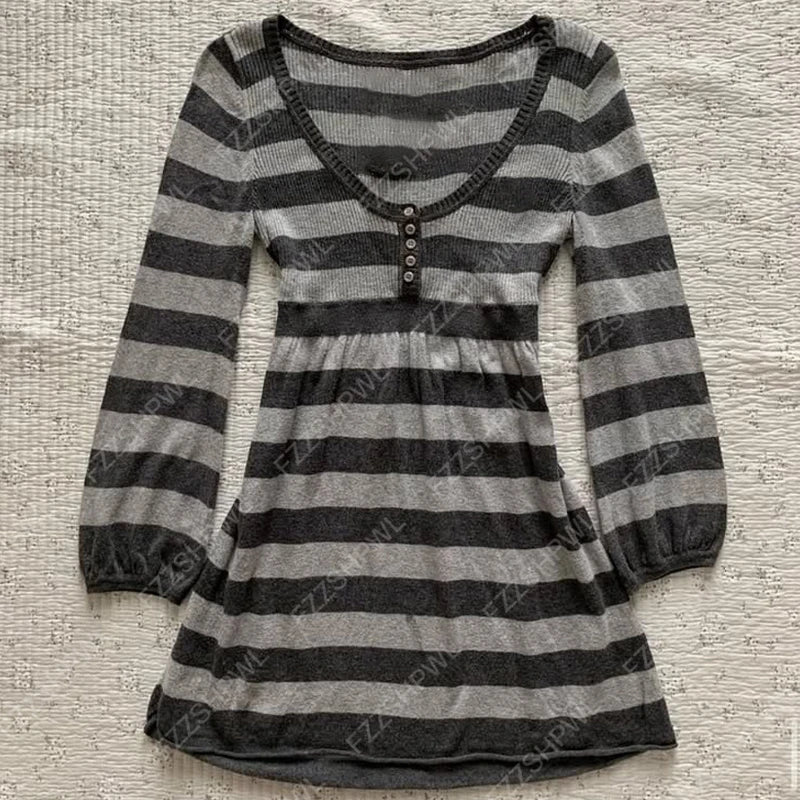 Cyflymder  Harajuku Women's Sweater Fashionable Stripes Chic Aesthetic Retro Everyday American Style Casual V-Neck Kawaii Emo Girl Y2K Tops