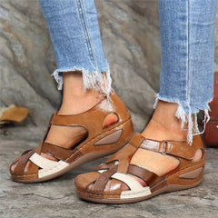 Cyflymder  Newly Lollita Orthopedic Plus Sandals PU Leather Retro Arch Support Comfy Round Toe Sandals for Women Toe Protection Design