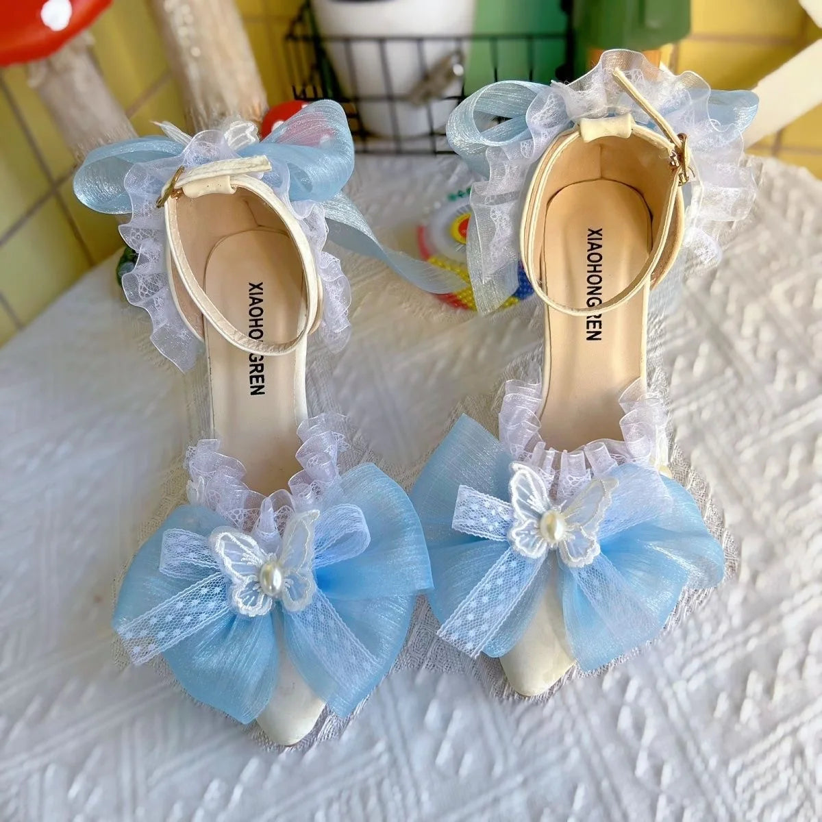 Cyflymder  High Quality Designer Luxury Shoes Bridal Wedding Shoes Y2K Heels Lolita Cosplay 2000S Heels Bow Butterfly Heels Party Shoes