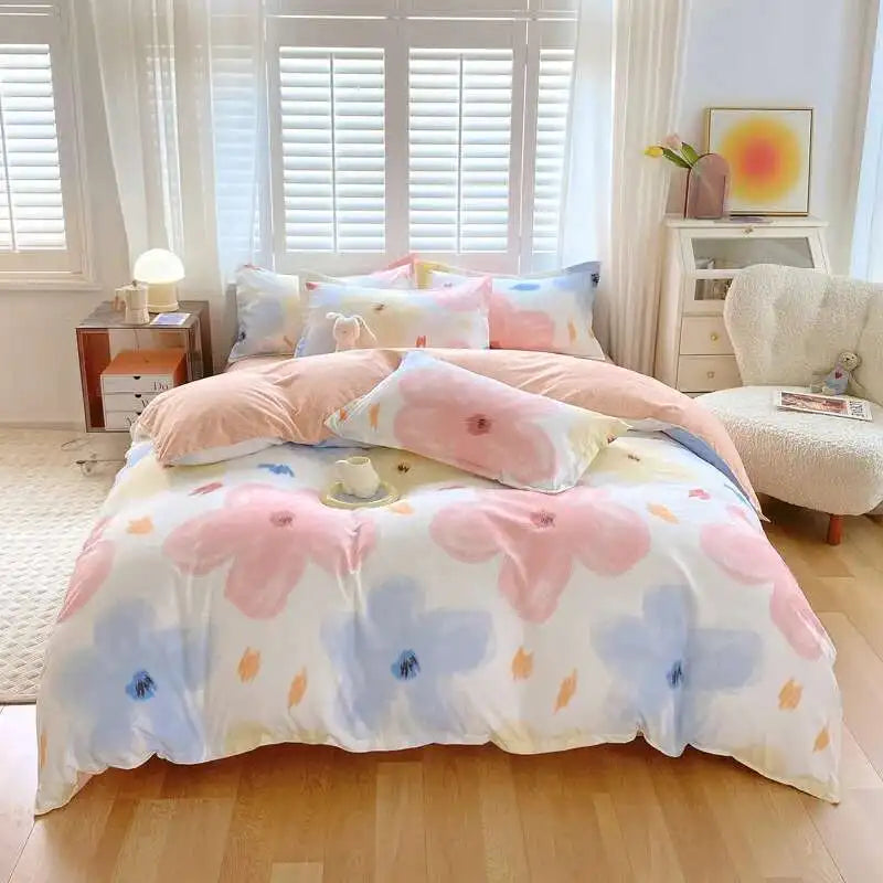 Cyflymder  New Cotton Duvet Cover, Long Staple Cotton Bed Sheet, Thickened And Brushed Four Piece Set, Student Dormitory Three Piece Set