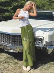 Cyflymder  Sexy Embroidery Sequined Long Skirt Women Solid High Waist Slim Straight Skirts Summer Autumn Lady Chic Beach Vacation Clothes