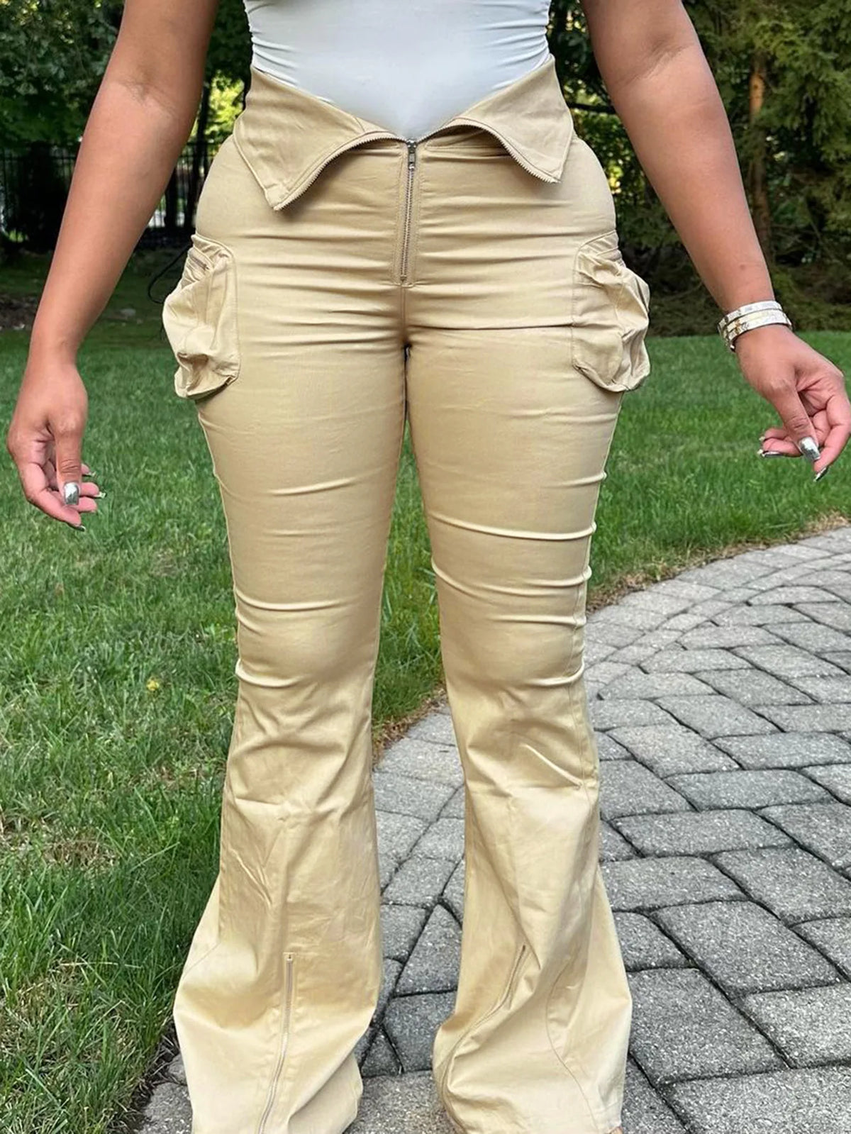 Cyflymder   Cargo Long Pants High Waist Jeans Fashion Y2K Streetwear Women Winter Clothes Trousers Denim Baggy Flare Zipper Pants