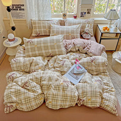 Cyflymder  Nordic Style Small Floral Print Bedding Sets Ultra Soft Breathable Single Queen Bedclothes Comforter Set for All Seasons