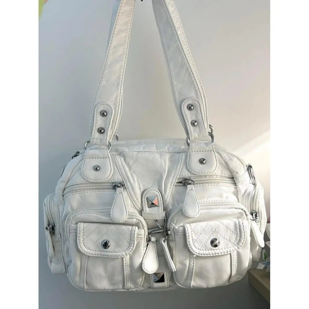 Cyflymder  Hot Girls White Y2k Shoulder Bags Women Vintage Subculture Leather Casual Handbag Female Harajuku Underarm Bag Purse New
