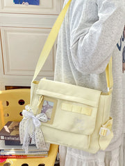 Cyflymder  Japanese Style Canvas Shoulder Bag Large Capacity Tutoring Crossbody Bag for School Commuting Girls Casual Simple Style