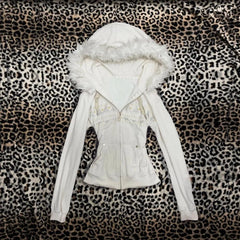 Cyflymder  Euramerican Fashion Vintage Autumn Winter Velvet Hooded Jacket Y2k Harajuku Classic All  Match Women Clothes Street Punk Coats