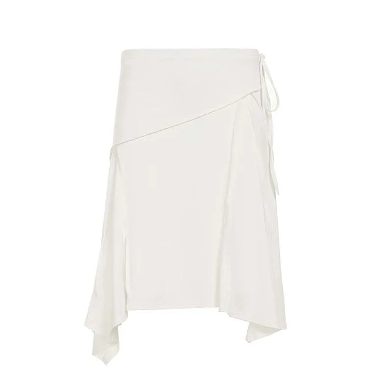 Cyflymder   Women Elegant Vacation Style Pleated Asymmetrical Midi Skirts Fashion High Waist A-line Casual Streetwear Bottoms Party Clubewar