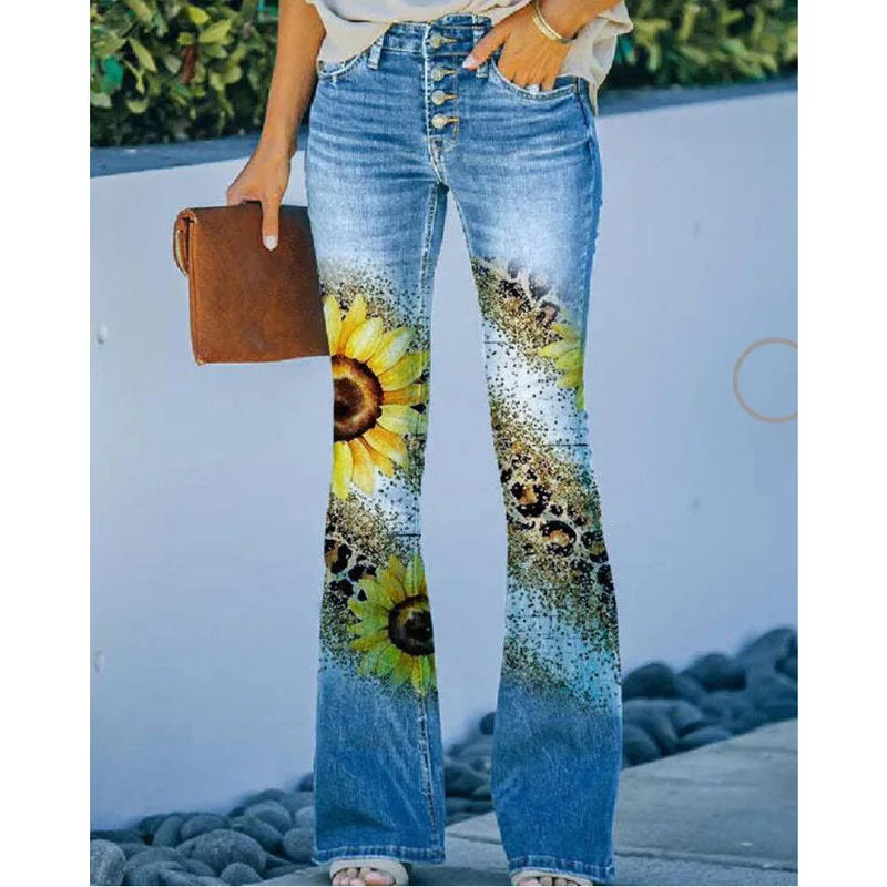 Cyflymder  New Arrival European American Plus Size Women Casual Pants Floral Print Thin Long Trousers Fashion Comfortable Loose Fit Summer