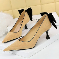 Cyflymder Shoes Bowknot Female Kitten Heels Suede Women Pumps Spring New High-heels Fashion Sweet Ladies Shoes Luxury Pumps