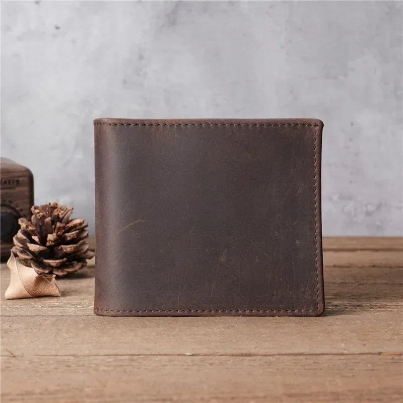 Cyflymder  Genuine Leather Men's Wallet Short Money Clip Soft Leather Purse for Man Buckle Multi Card Position Zippe Wallet Men