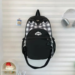 Cyflymder  Y2k Aesthetic Contrast Color Plaid Schoolbags Women Preppy Kawaii All Match Ita Bags Transparent High-capacity Student Backpacks