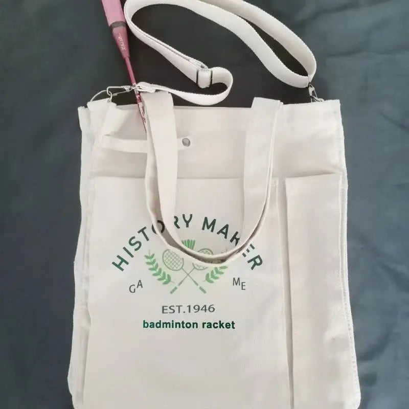 Cyflymder  Large Capacity Badminton Bag Canvas Sports Tote Bag Women's Versatile Handbag Single Shoulder Bag Portable Tennis Bag