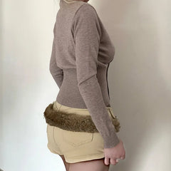 Cyflymder  Temperament Cross V Neck Long Sleeve Double Breasted Sweater Y2k French Solid Simple Autumn Basic Clothes Lazy American Cardigan