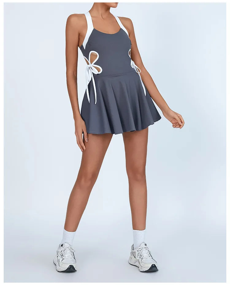 Cyflymder  Women Tennis Yoga Set One-Pieces Dress Sports Golf Badminton Skorts Anti Shorts Tracksuits Active Wear