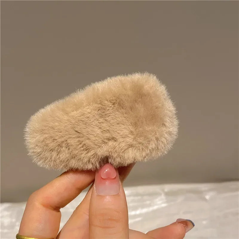 Cyflymder Winter Plush Cute Hair Clip Grasping Lamb Children's Broken Hair Pin Clip Headwear Hair Accessories for Girls  Korean Style