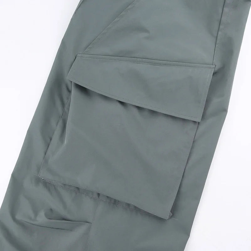 Cyflymder  American Retro Baggy Cargo Pants Y2K Streetwear Low-Waisted Wide Leg Trousers Female Fashion Big Pocket Straight Pants