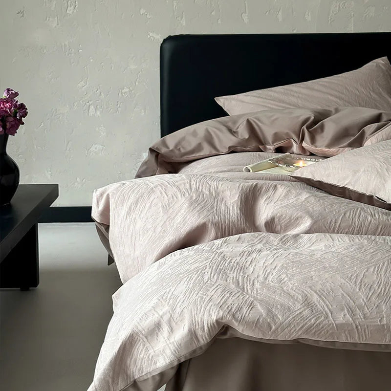 Cyflymder  Premium 100S Pure Cotton Jacquard Bedding Sets Luxury Skin Friendly Smooth Quilt Cover Kit Bed Linens for Adults and Children