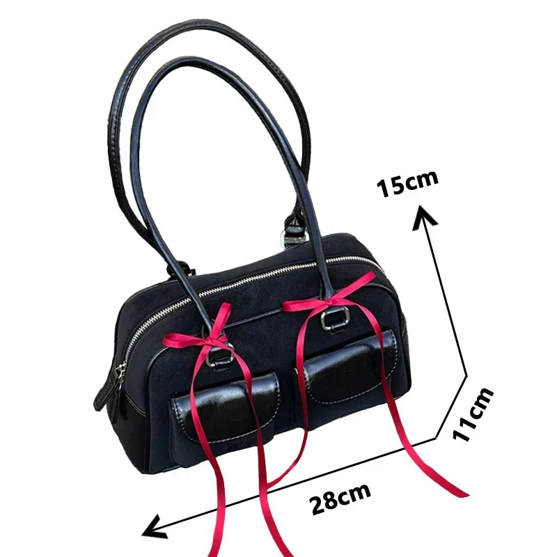 Cyflymder Small PU Leather Double Pockets Design Shoulder Bags for Women Female Underarm Bag Lady Handbags and Purses Large Capacity