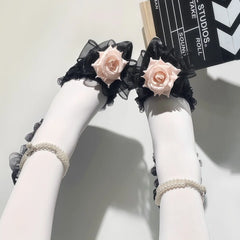 Cyflymder  elegant women's shoes black pink rose heels for woman Lolita cosplay y2k accessories french style bridal wedding heels