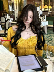 Cyflymder  Y2k Aesthetic Two Pieces Set Women Twist Single Breasted Slim Fit Cardigan + Sexy Lace Patchwork Fairy Vest Autumn Grunge Suit