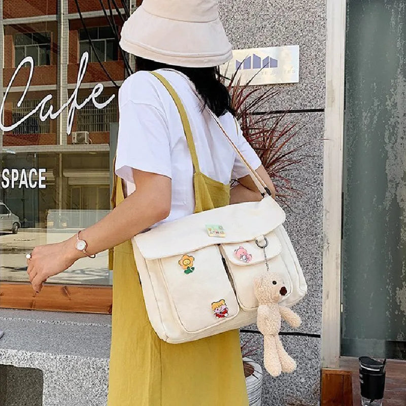 Cyflymder Women Simple Crossbody Bags Cute Casual Satchel Ladies Shoulder Bag Pouch Girls Canvas Cross School Bags Purse