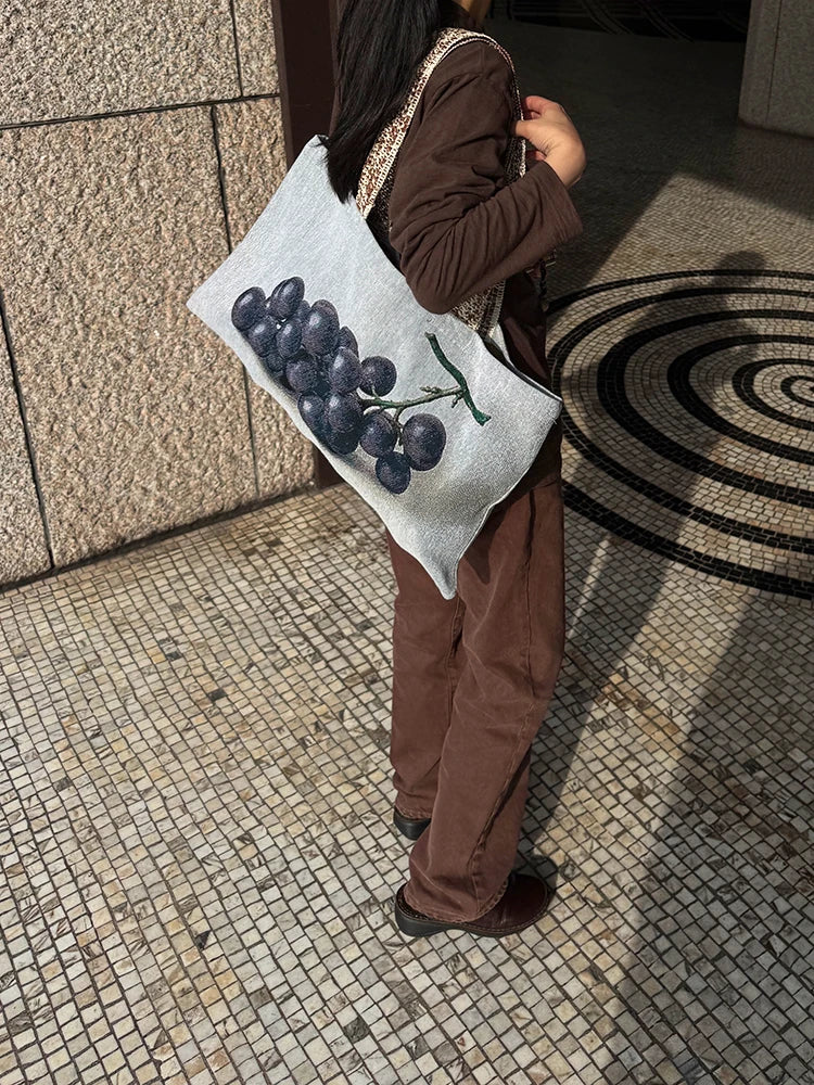 Cyflymder  Korean Vintage Print Underarm Bag Office Lady Y2k Aesthetic Fashion Chic Handbags Japanese Casual All Match Shoulder Bags Women
