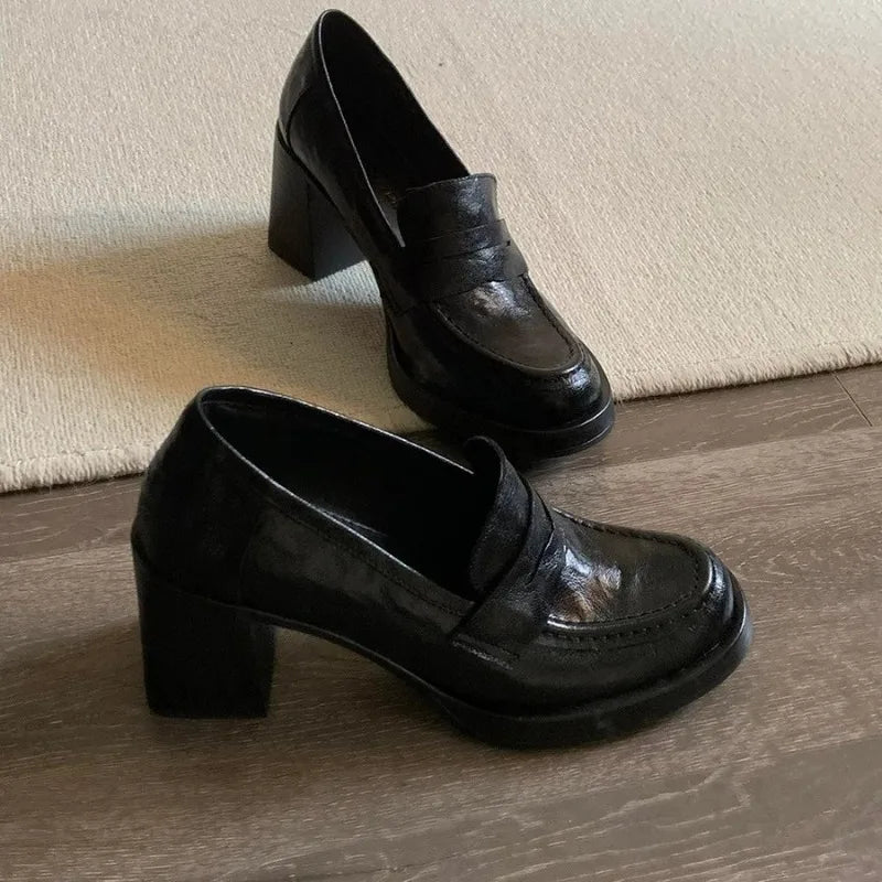 Cyflymder   High Heels Women Loafers Shoes Chunky Fashion Woman Ankle Shoes Pumps Party Dress Shoes New Designer Mujer De Sandalias