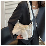 Cyflymder Pearl Female Bag Retro Luxury Designer Handbag Bow Crossbody Bags Fashion Canvas Women's Trend Shoulder bag Purses