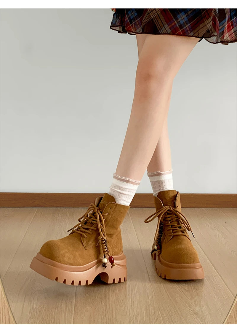 Cyflymder  British style Height Increase  Women Ankle Boots Fashion Non Slip Ladies Platform Mordern Booties